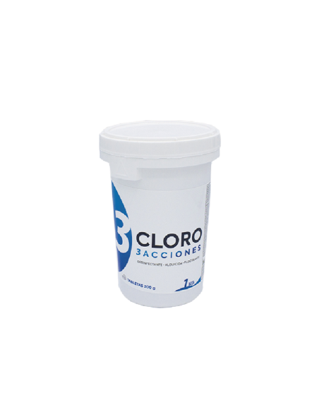 Cloro 3 acciones sin cobre en pastillas - 1 kg