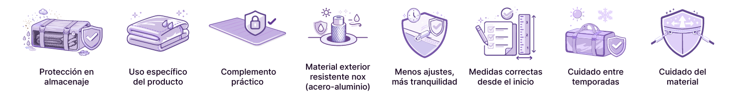 Características de accesorios para piscinas