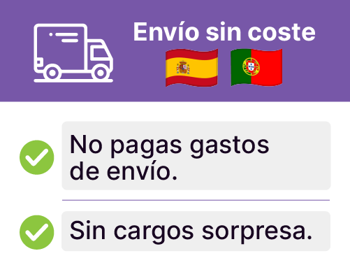 Envío sin coste, sin cargos extra. IVA ENVÍO incluido en península y baleares