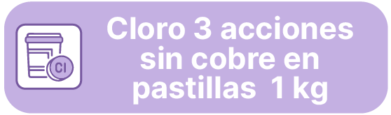 Cloro 3 acciones sin cobre en pastillas 1kg