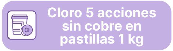 Cloro 5 acciones sin cobre en pastillas 1kg