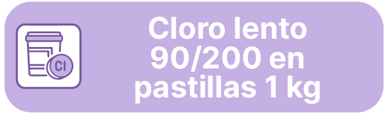 Cloro lento 90/200 en tabletas 1kg